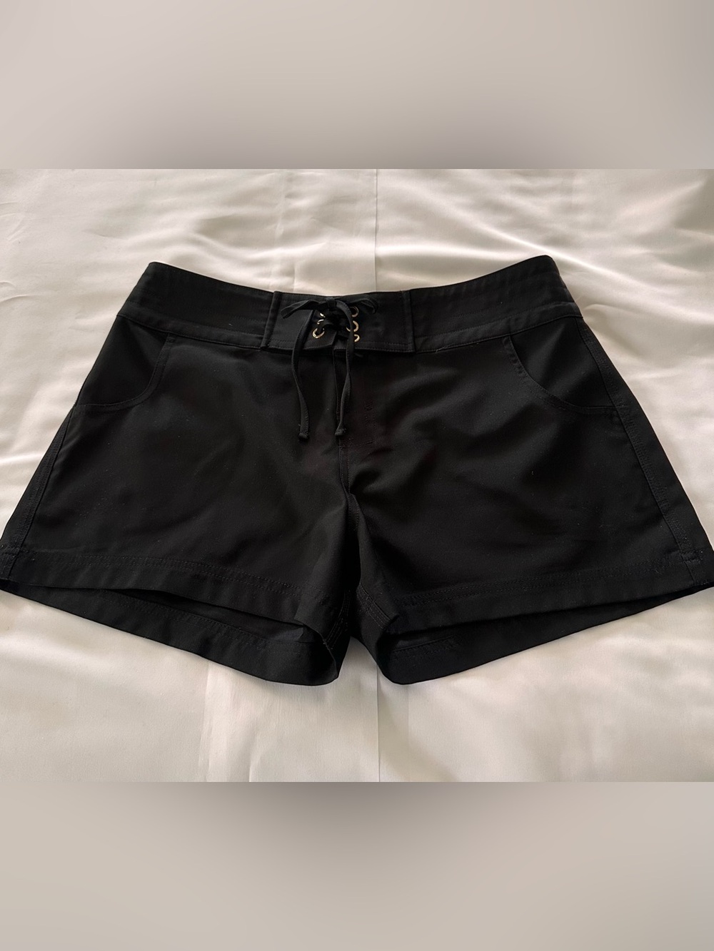 La Blanca Black Lace-Up Athletic Shorts
